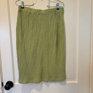 St. John Lime Green Ribbed Knit Skirt